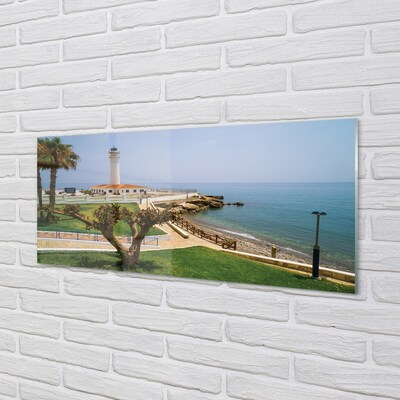 Glass print Spain lighthouse coast