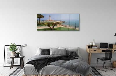 Glass print Spain lighthouse coast