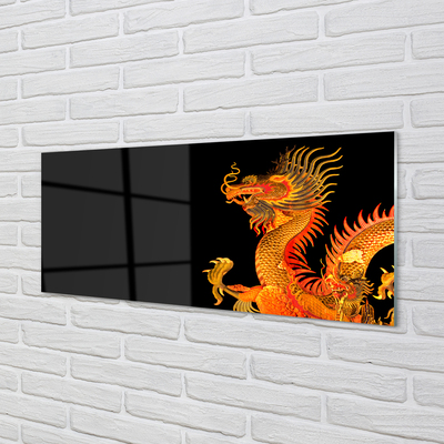 Glass print Japanese gold dragon