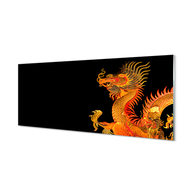 Glass print Japanese gold dragon