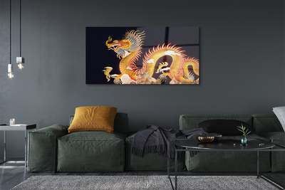 Glass print Japanese golden dragon