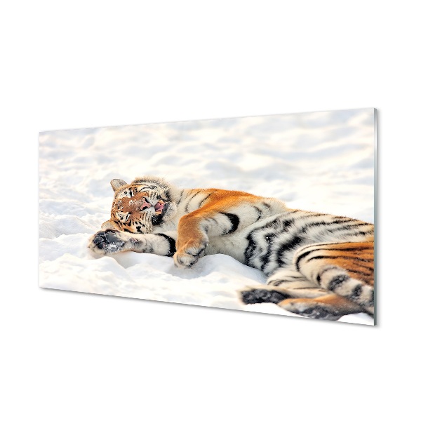 Glass print Tiger winter