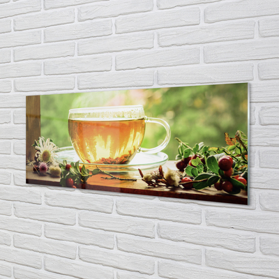 Glass print Hot tea herbs