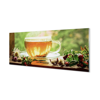 Glass print Hot tea herbs