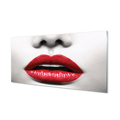 Glass print Red lips woman nose
