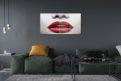 Glass print Red lips woman nose
