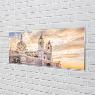 Glass print Spain cathedral sunset