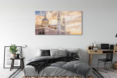 Glass print Spain cathedral sunset