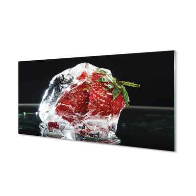 Glass print Strawberries in ice cube