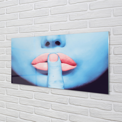 Glass print Neon lips woman