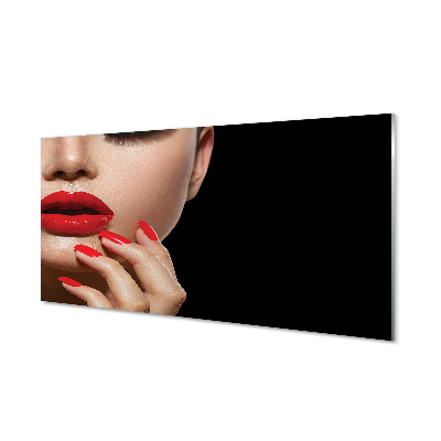 Glass print Woman with red lips and nails