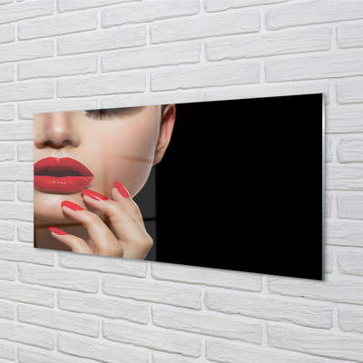 Glass print Woman with red lips and nails