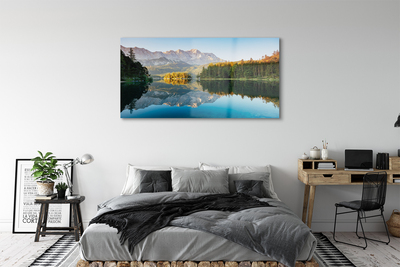 Glass print Lake forest germany mountain