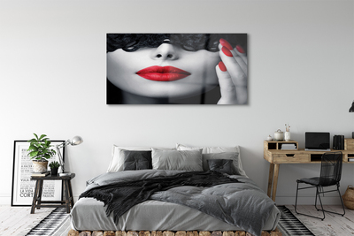 Glass print Woman with red lips