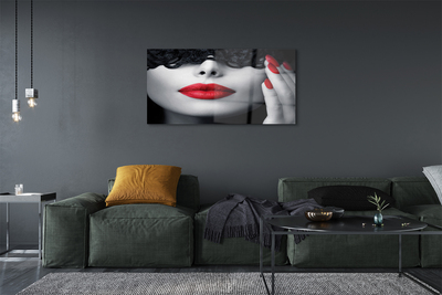 Glass print Woman with red lips