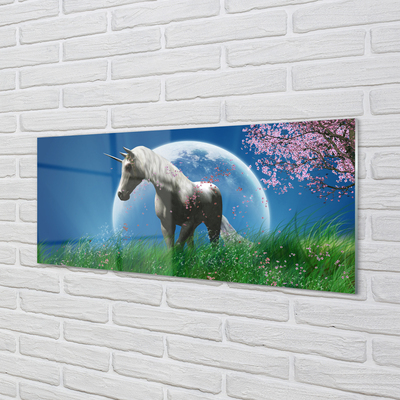 Glass print Unicorn moon field