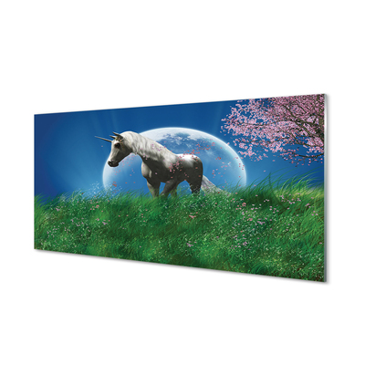 Glass print Unicorn moon field