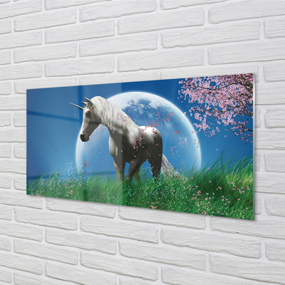 Glass print Unicorn moon field