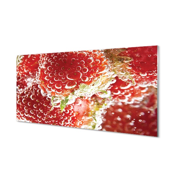 Glass print Wet strawberries