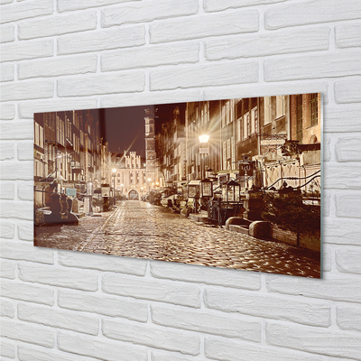 Glass print Gdansk old town night