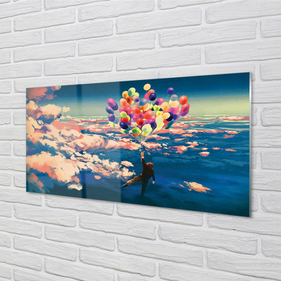 Glass print Clouds sky balloons