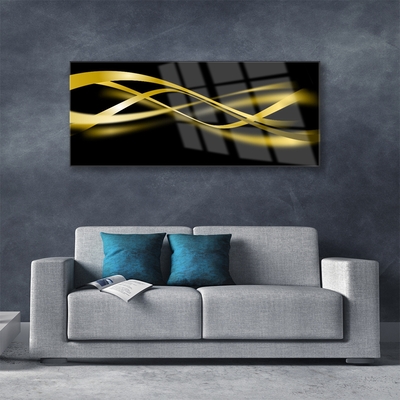Glass Print Abstract art art black yellow gold