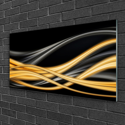 Glass Print Abstract art art black yellow gold