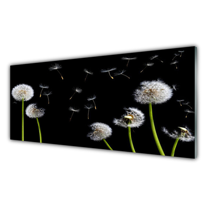 Glass Print Dandelions floral black green white
