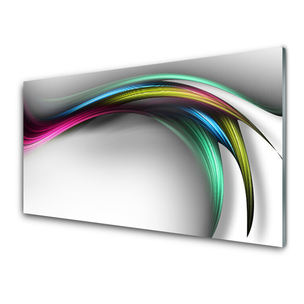 Glass Print Abstract art grey white red green
