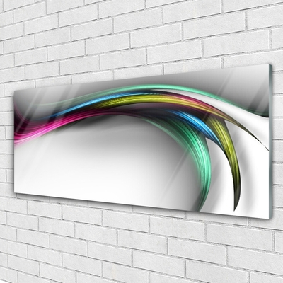 Glass Print Abstract art grey white red green