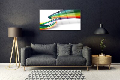 Glass Print Abstract rainbow art red yellow green blue