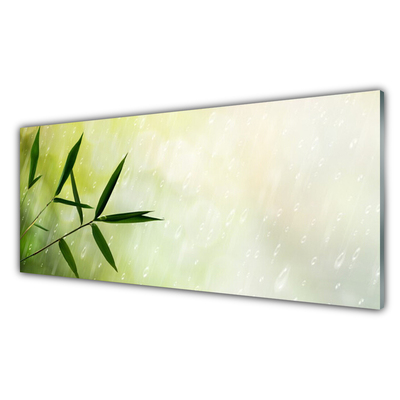 Glass Print Leaves rain floral green