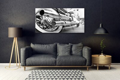Glass Print Motorcycle art grey black white