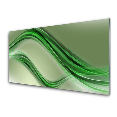 Glass Print Abstract art green grey