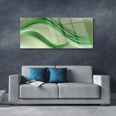 Glass Print Abstract art green grey