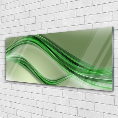 Glass Print Abstract art green grey