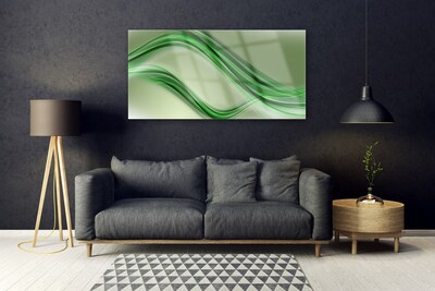 Glass Print Abstract art green grey