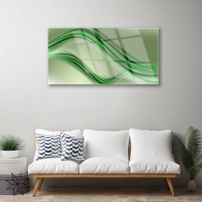 Glass Print Abstract art green grey