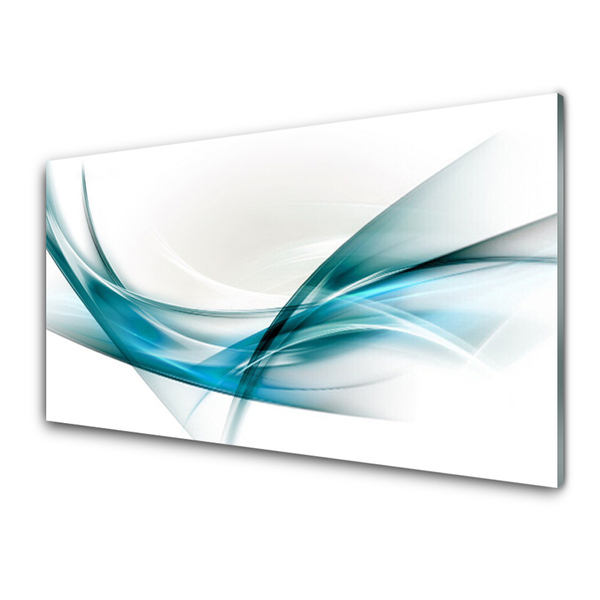 Glass Print Abstract lines art blue