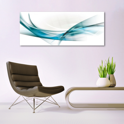 Glass Print Abstract lines art blue