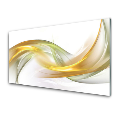 Glass Print Abstract art gold yellow