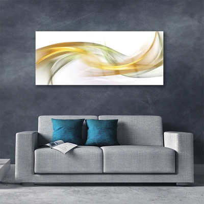 Glass Print Abstract art gold yellow