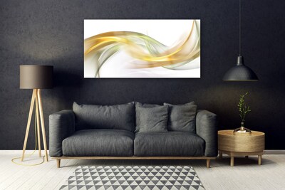 Glass Print Abstract art gold yellow