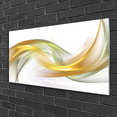 Glass Print Abstract art gold yellow