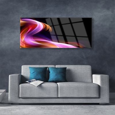 Glass Print Abstract wave art red purple