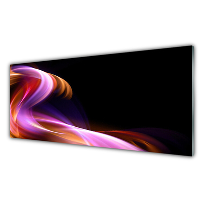 Glass Print Abstract wave art red purple