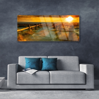 Glass Print Sun way architecture orange yellow