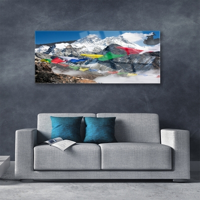 Glass Print Mountains landscape blue grey white