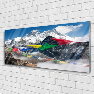 Glass Print Mountains landscape blue grey white