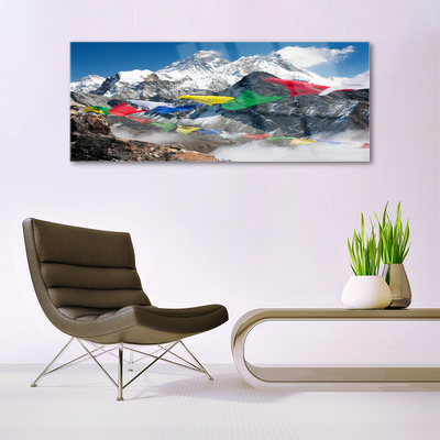 Glass Print Mountains landscape blue grey white